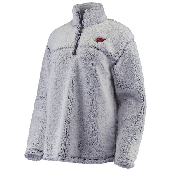 NFL Arizona Cardinals Gray Sherpa Quarter-Zip Cozy Lining Pullover Jacket Size S - Picture 3 of 11